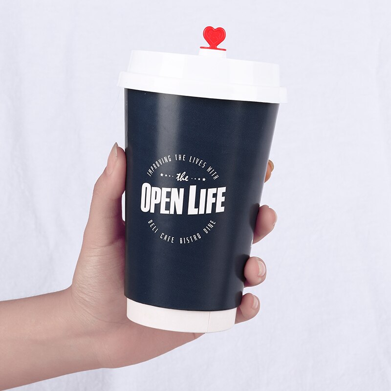 50pcs Europese stijl wegwerp koffie cup party favor double layer holle anti drink paper pakket cup met deksel