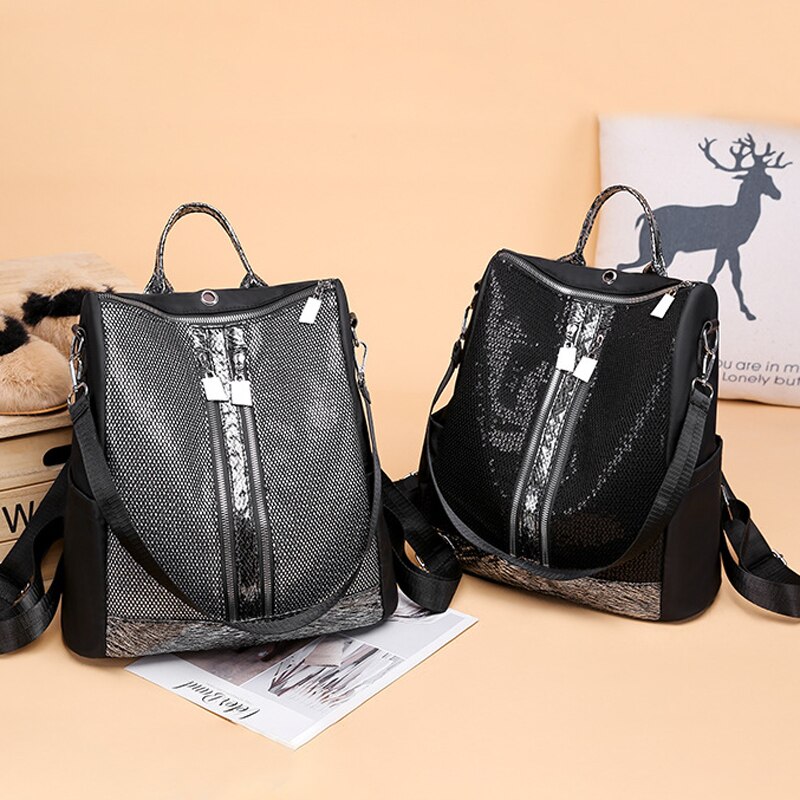 Koreaanse versie dames rugzak anti-diefstal straattas tas voor tienermeisjes pailletten rugzak meisje en