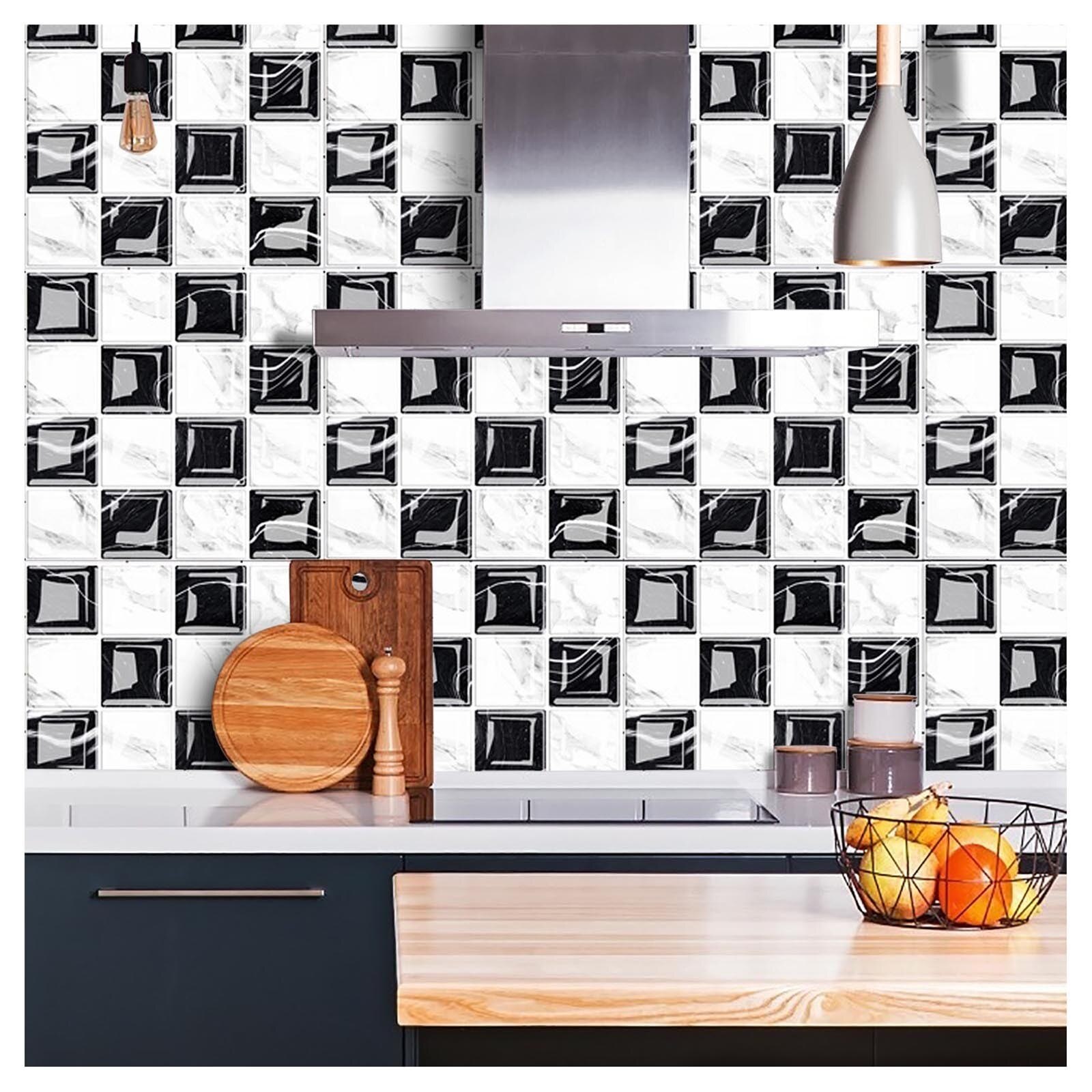 20pc Retro Pattern Surface Tiles 3D Self Adhesive Tile Sticker for Kitchen Bathroom Tables Floor Hard-wearing Wall Decals