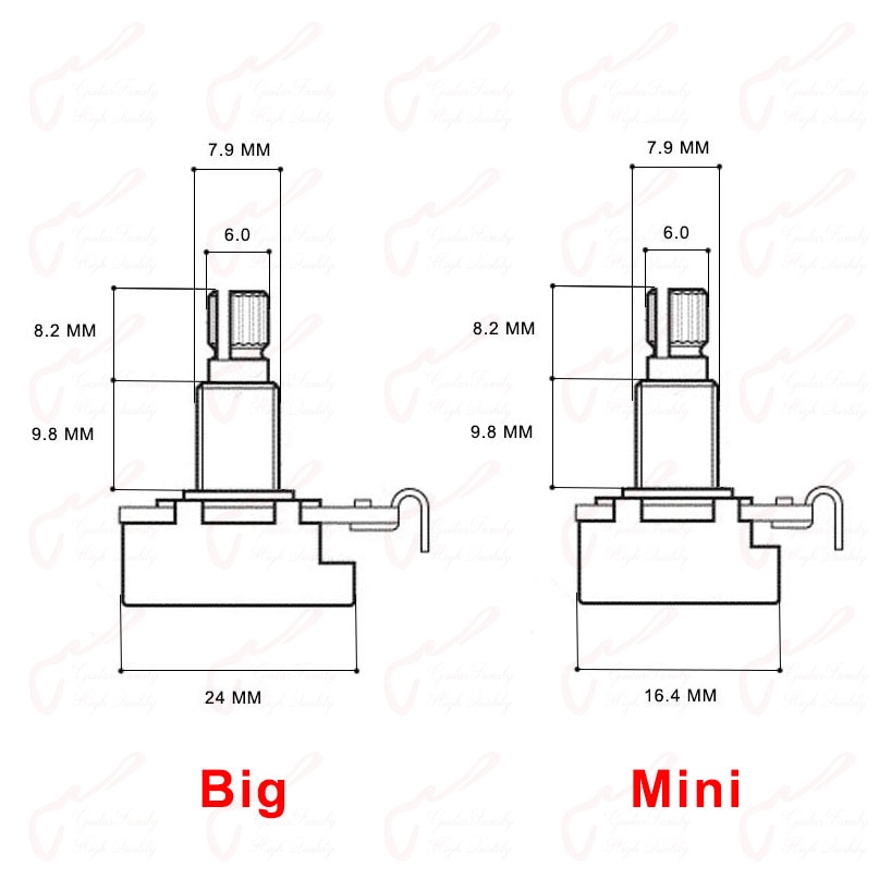 【Made in Korea】 Alpha Potentiometer(POT) For Electric Guitar/Bass A250K/B250K/A500K/B500K