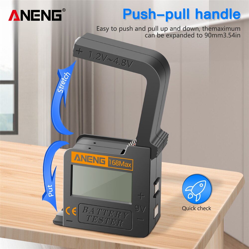 168Max Digital Lithium Battery Tester LCD Display Battery Capacity Diagnostic Tool For AAA AA Button Battery Universal Tester