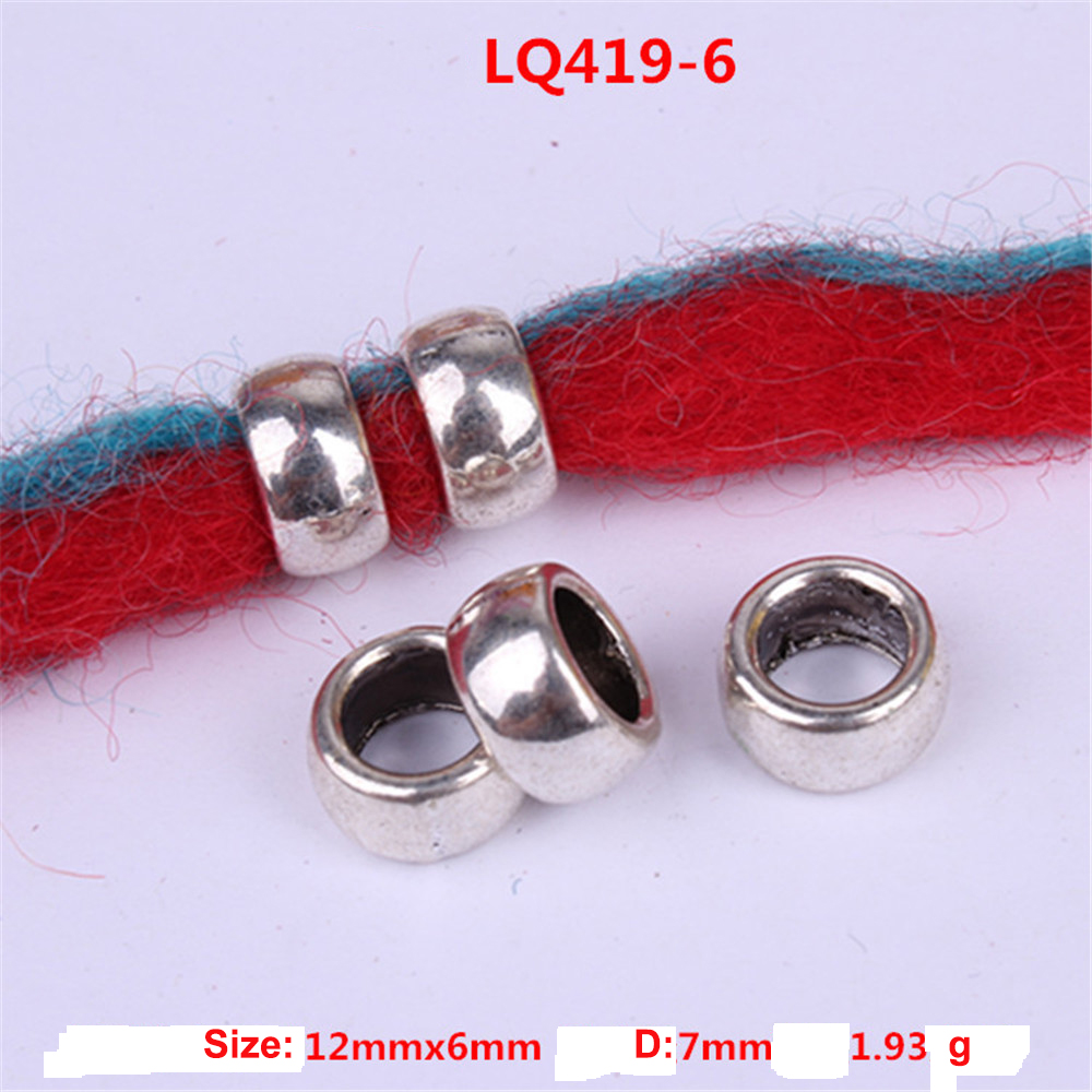 10Stck retro Silber Metall Haar flechten Furcht Dreadlock Bart Perlen Ringe Rohr ca 6mm Innen See Schmuck 15 stil: LQ419-6