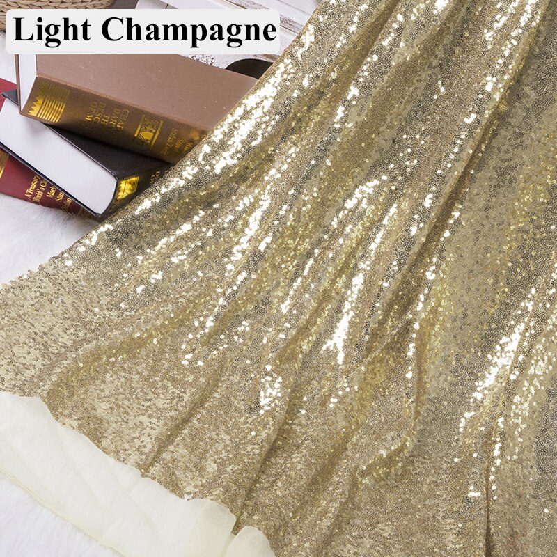 Tela brillante de lentejuelas de 130x50cm, tela brillante de oro rosa, plata, purpurina para decoración de escenario de cumpleaños y de boda, Material DIY: light champagne