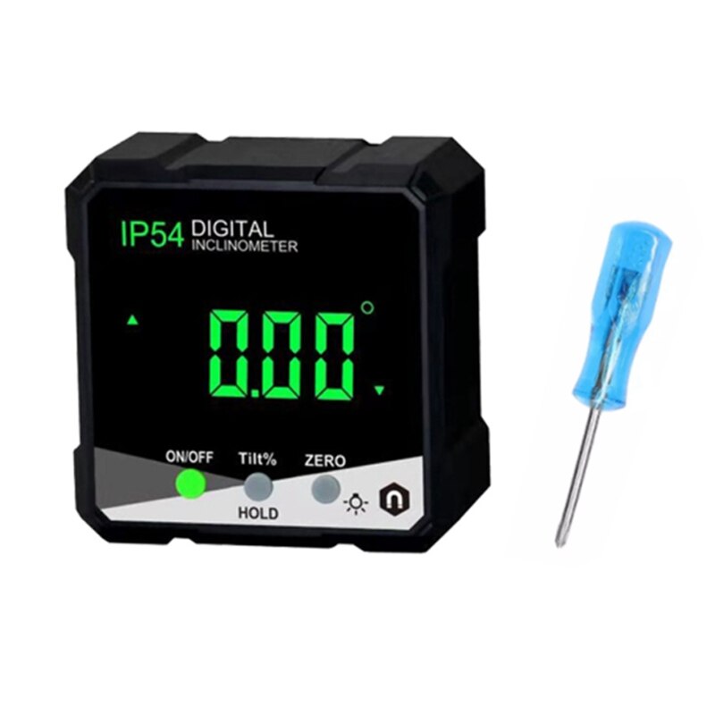 IP54 4X90°Digital Inclinometer LCD Backlight Protractor Slope Meter Angle Ruler Single-Side Electronic Goniometer: Green