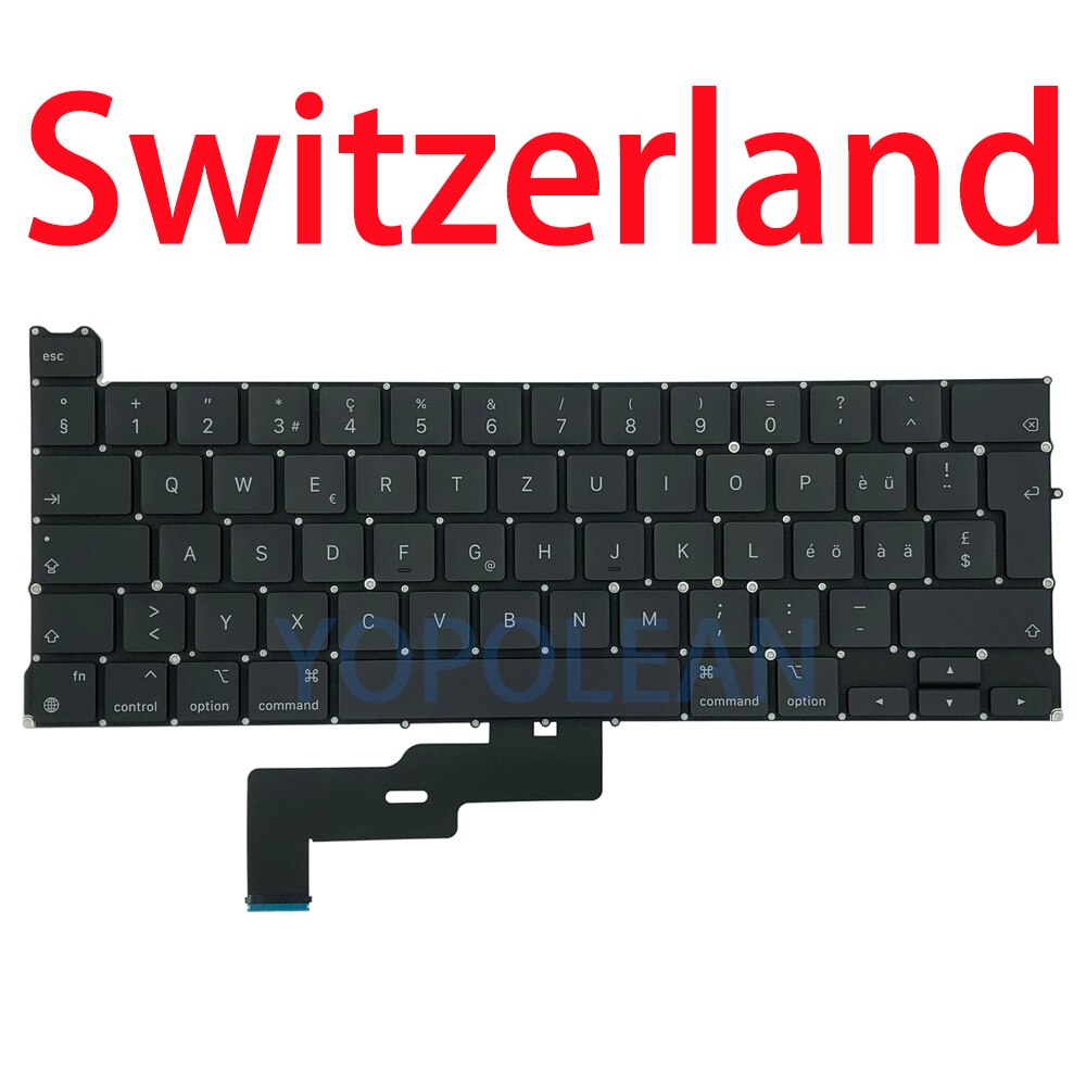 Nowa klawiatura A2338 dla Macbook Pro Retina 13 &quot;M1 A2338 wymiana klawiatury laptopa US UK ES FR RU DE PT układ 2020 rok: Switzerland