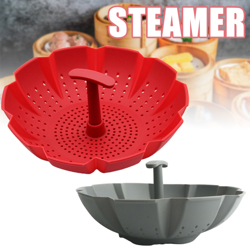 Panier de cuisson à vapeur en Silicone, résistant à la chaleur, multifonction, pour égouttoir à légumes, avec poignée centrale, pour micro-ondes