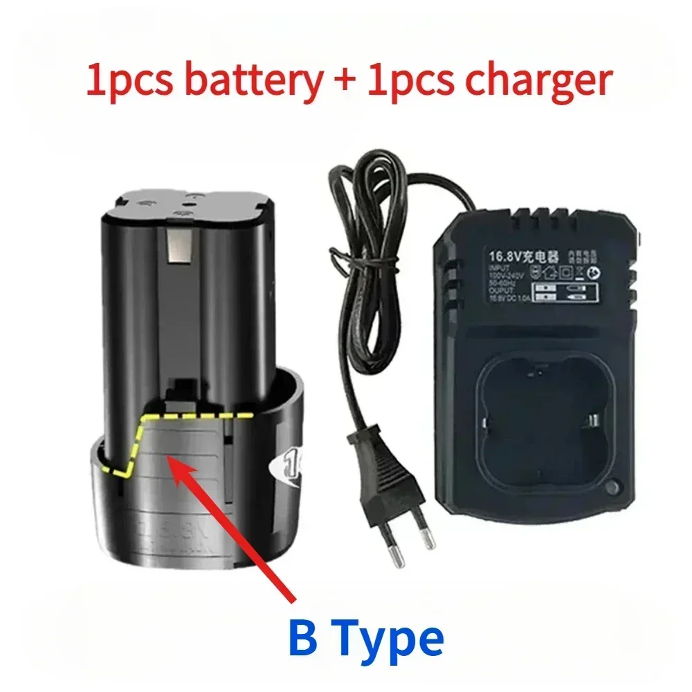 16.8V Large Capacity Rechargeable Lithium Battery for Electric Drill Electric Screwdriver Spare Battery 5C Power Battery: GRAY
