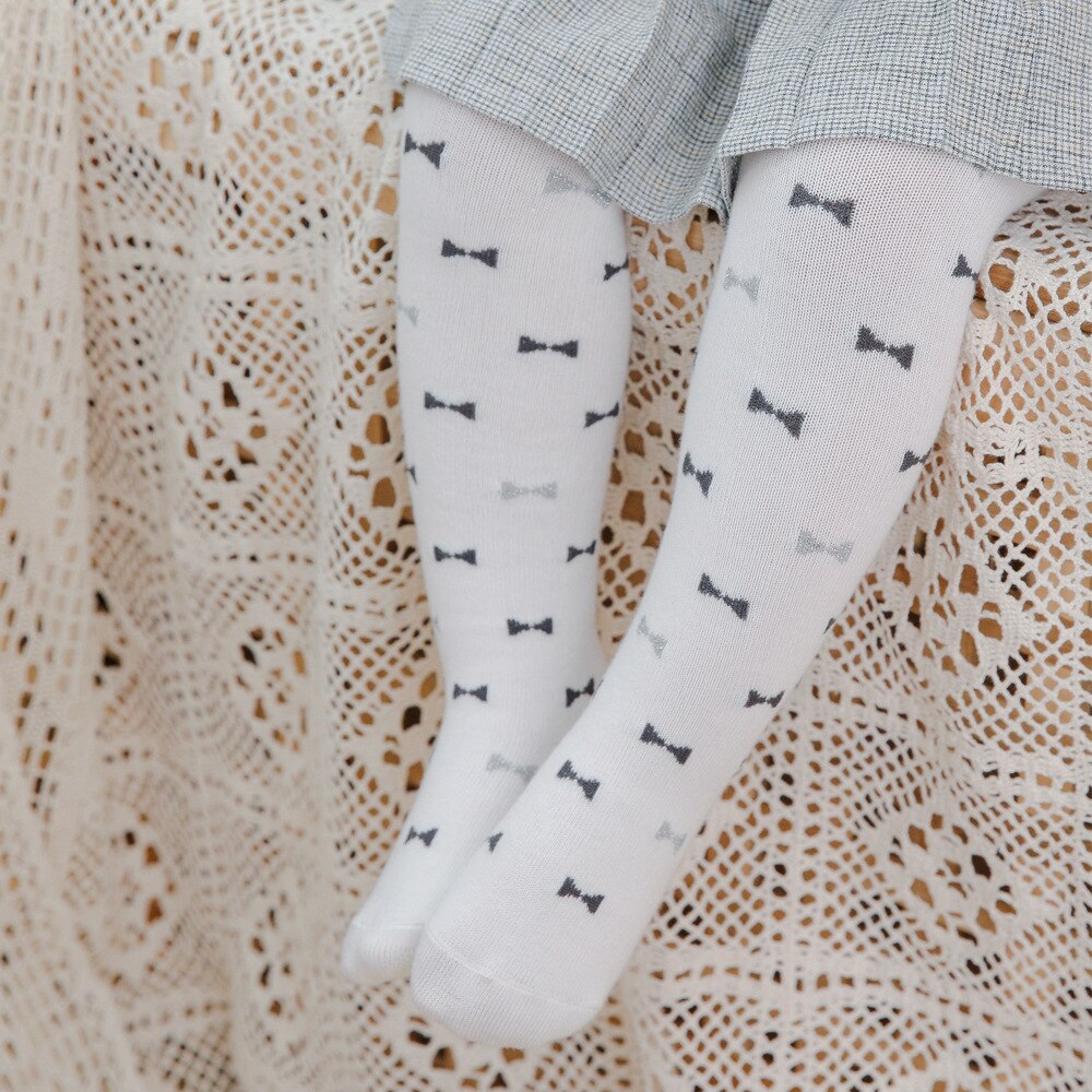 Barn baby piger bomuld strikke tights småbørn børn strømpebukser sløjfe-knude printet bløde varme børn prinsesse leggings strømpebukser