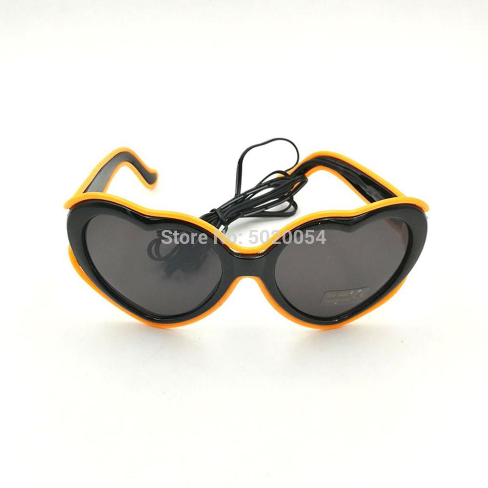 Gzyuchao  el 10 farver steady on el hjerte form briller blinkende belysning neon briller halloween nat glød solbriller