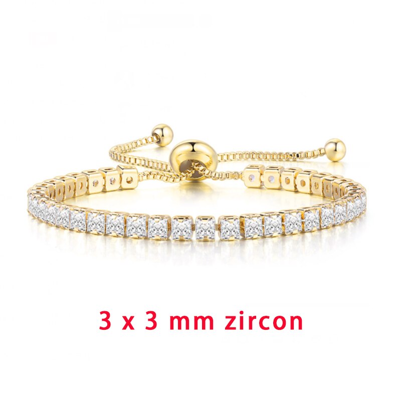 Zhouyang amizade pulseiras para mulher 2.5*2.5mm zircão quadrado rosa cor de ouro artesanal pulseira jóias presente por atacado h024: DZH037