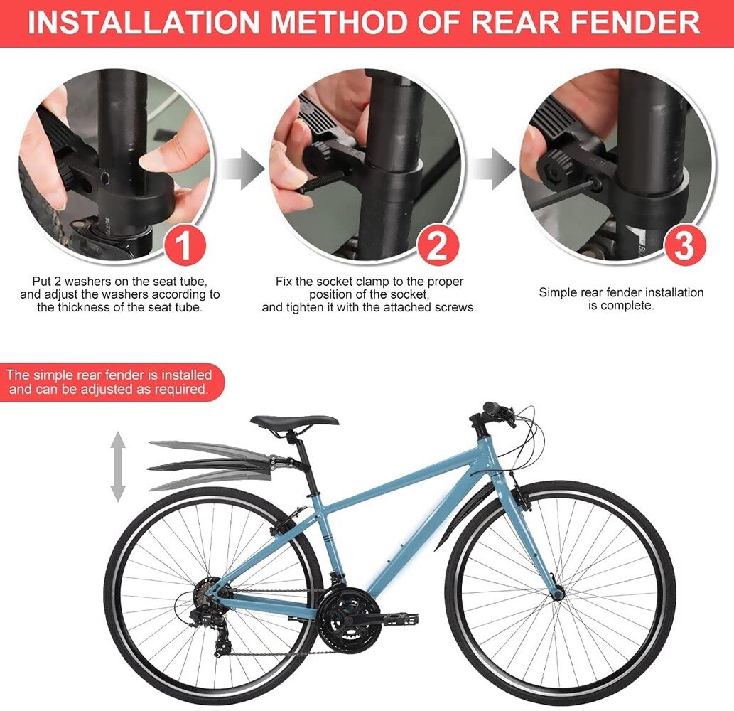 Juego de guardabarros para bicicleta de montaña, neumáticos ajustables para ciclismo, guardabarros delantero y trasero, para MTB