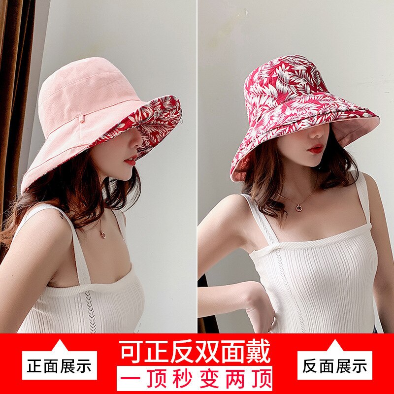 neue Fischer Kappe Weiblichen Sommer Ich bin Freien Sonnenschutz Sonnenschirm Kappe Koreanische Freizeit doppelseitige Topf Kappe Baumwolle Kappe