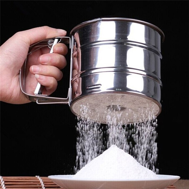 Mesh Zeefje Manual Sugar Icing Shaker Rvs Cup Vorm Keuken Gereedschap SEC88