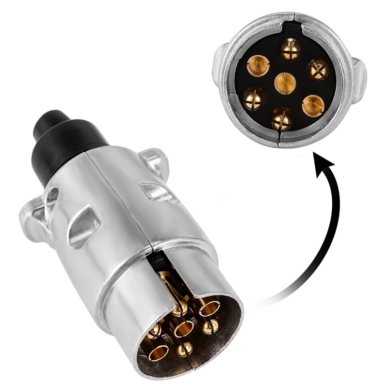 7 Pin Trailer Plug Socket Metal Trailer Connector Car Electric 12V Sockets Towbar Towing Trailer Connectors Adapter Converter