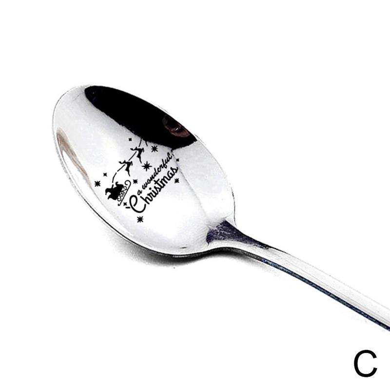 Year Metal Merry Christmas Spoons Xmas Party Tableware Ornaments Christmas Decorations for Home Table Navidad Noel: C