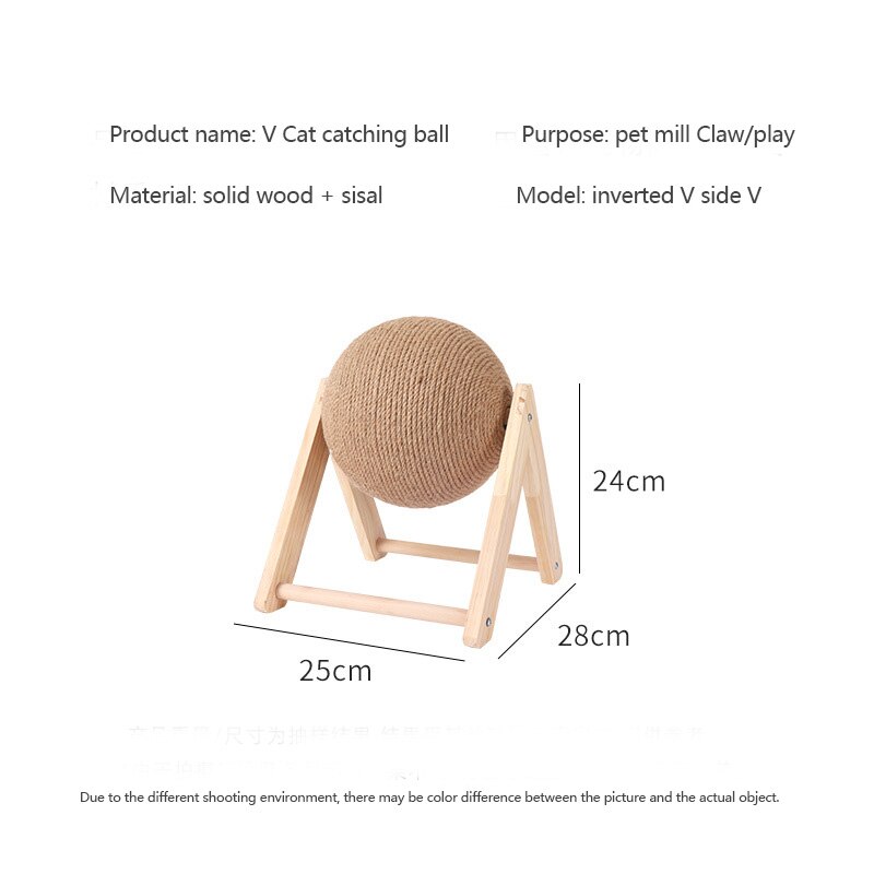 Cat Scratching Ball Toy Kitten Sisal Rope Ball Board Grinding Claw Wooden Frame Climbing Cat Scratcher Wear-Resistant Cat Toy