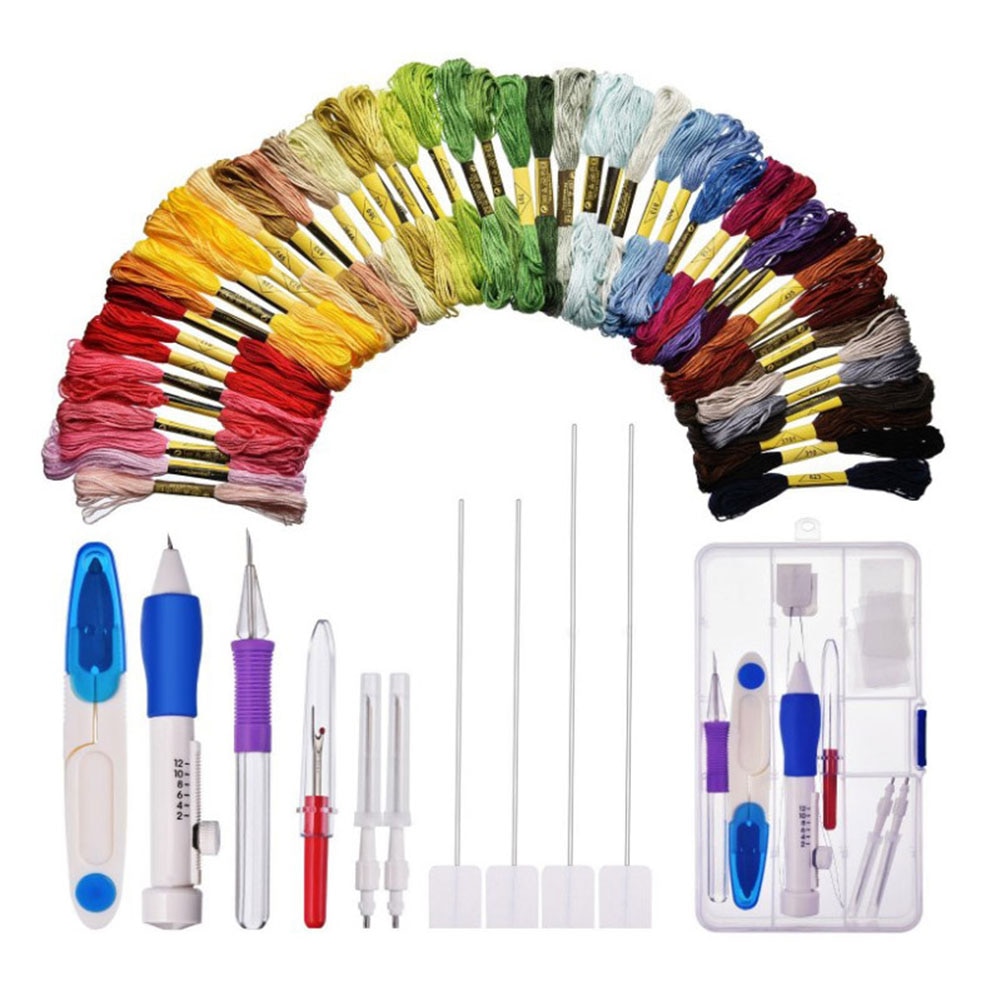 Magic DIY Hand Embroidery Pen Patch Knitting Sewing Tool Kit Punch Needle embroidery thread embroidery threads mulina hilos: Set two