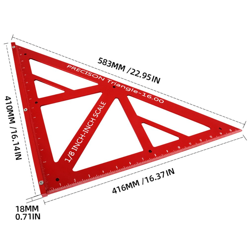 Aluminum Rafter Square Carpenter Inch Speed Square Ruler Woodworking Triangle Marking Gauge Framing Square Layout Tool: Bigger