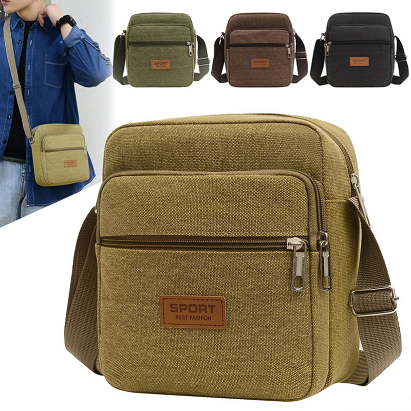 Heren zijtas voor zakelijke crossbody tas Mode Koreaanse versie Heren canvas grote capaciteit enkele schoudertas