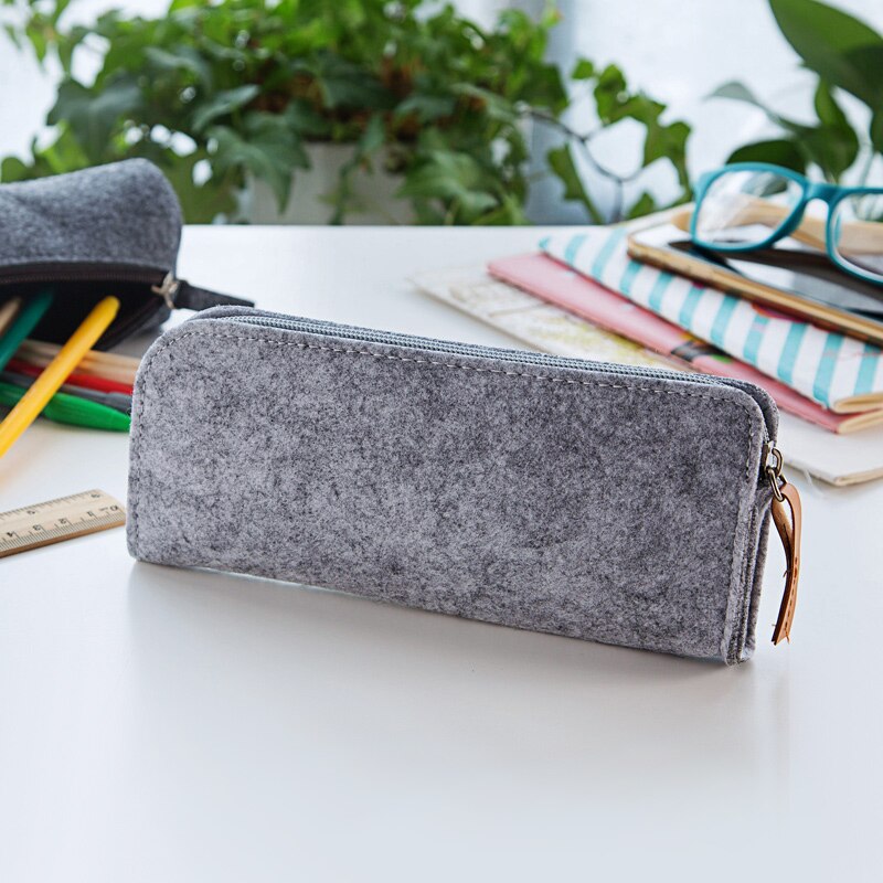 Minimalism Felt Pencil Bag Fabric Pencil Case Stationery Pouch Purse Storage Bag School Supplies Office Supplies Pencil Boxs