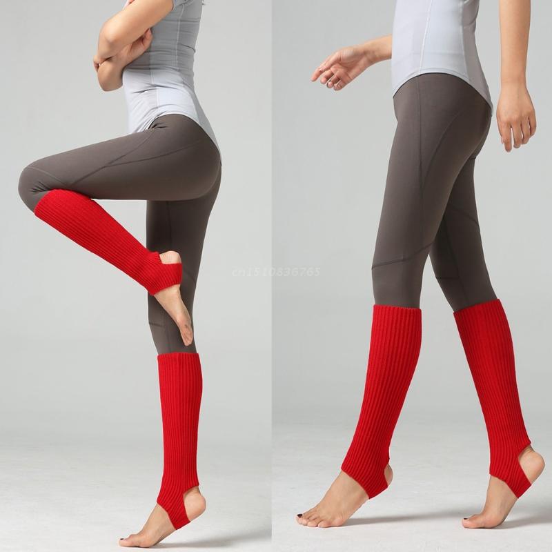 1 Pair Women Girls Ballet Dance Stirrup Leg Warmers Ribbed Knitted Solid Color Toeless Latin Knee High Socks Sleeves