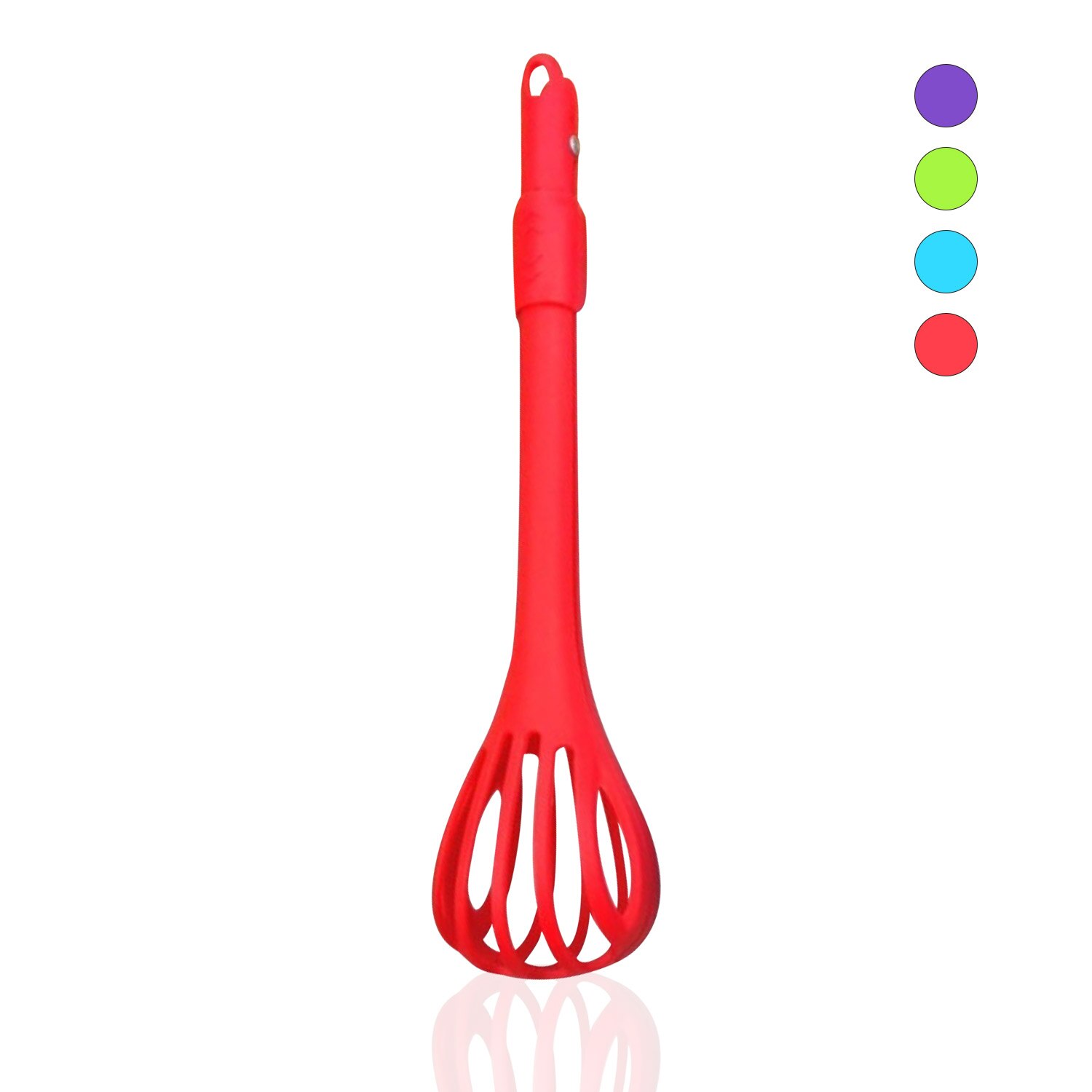 Egg Whisk Kitchen Mixer 2-in-1 Egg Beater Plastic Small Balloon Blender for Blending Stirring Beating: Red