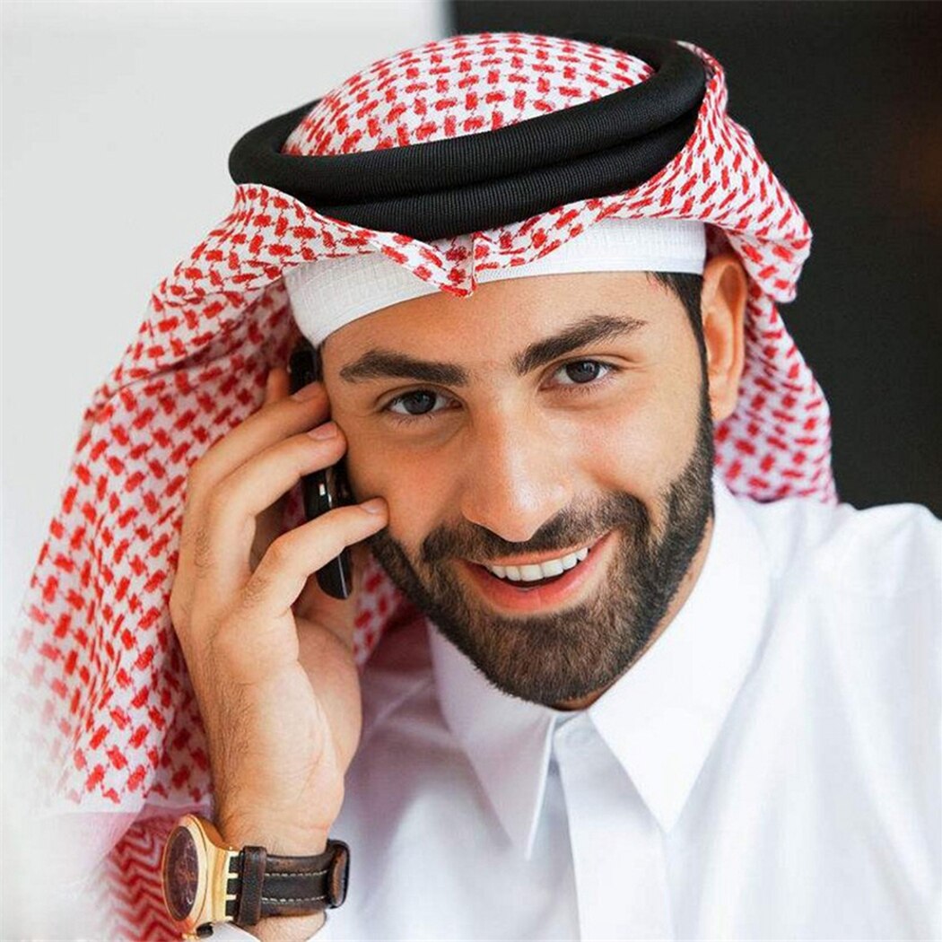 Islamitische Mannen Hoofd Sjaal Traditionele Kostuums Mannen Plaid Headwrap Tulband Moslim Hijaabs Dubai Arabische Ramadan Bid Caps 135*135cm