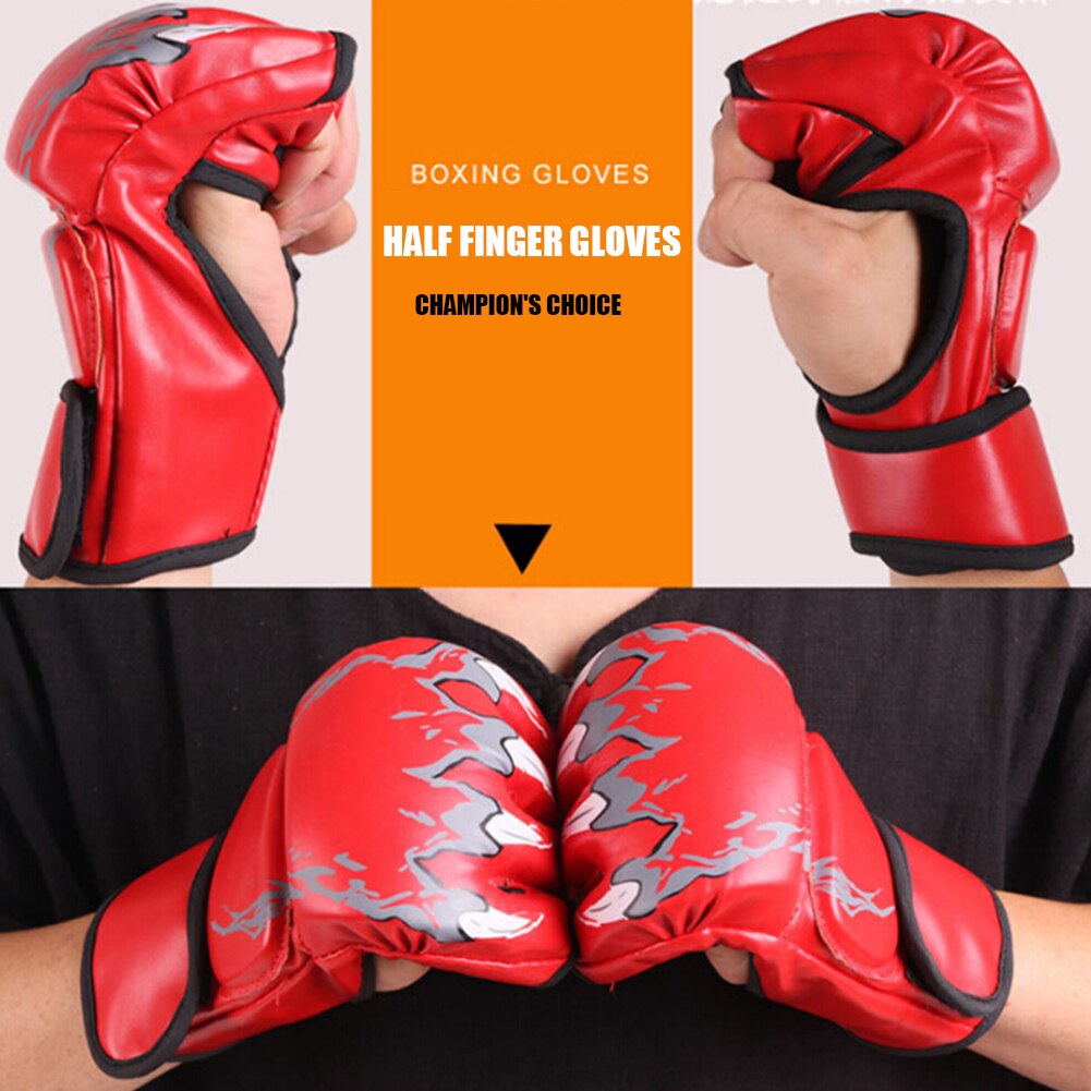 1 para zagęszczony sportowe rękawice bokserskie MMA Muay tajski treningowe rękawiczki bez palców dorosłych kopnięcie boks rękawice treningowe wielobarwność