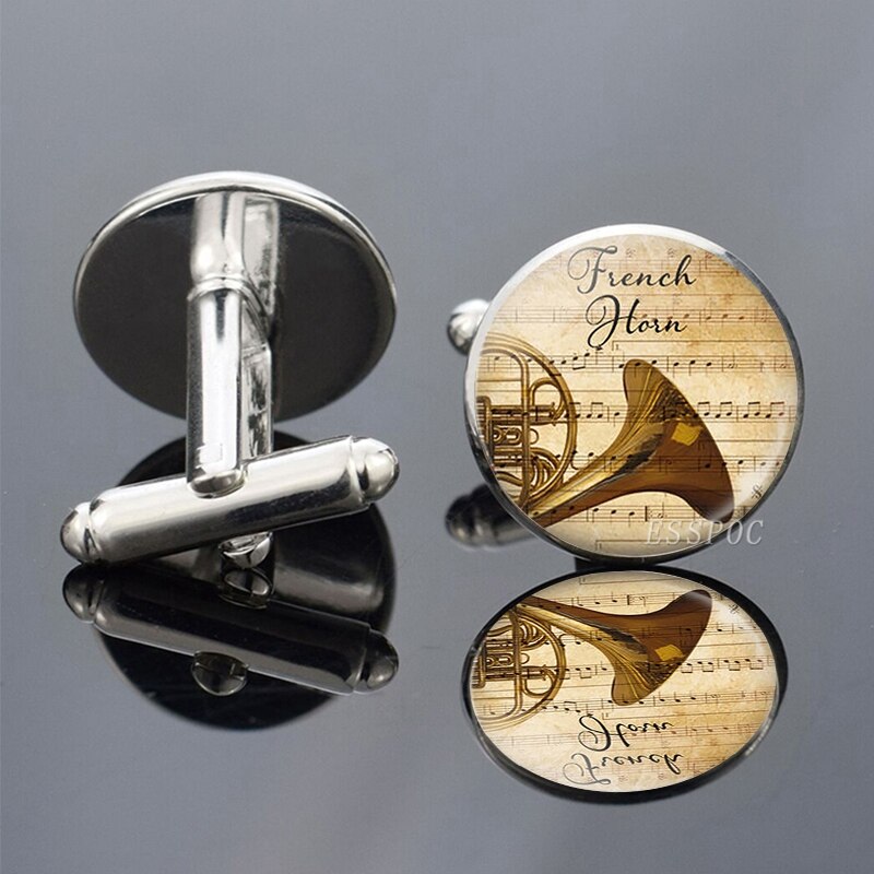 Musical Instruments Piano Flute Violin Guitar Music Symbol French Shirt Cufflinks for Men Wedding Cufflinks Cuff Links: size 10