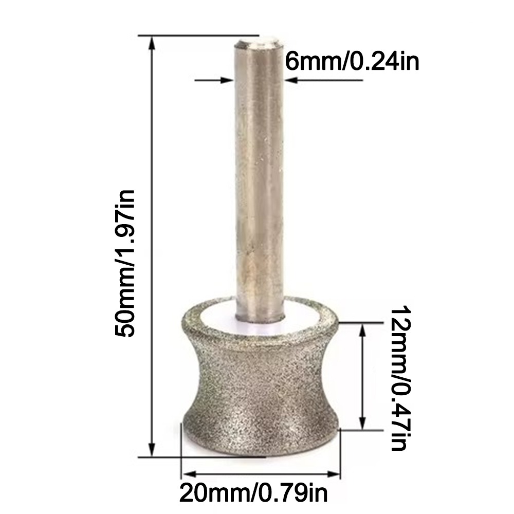 2–12 mm konkave Diamant-Schleifscheibe, Glas, runder Grat, Bohrer, Schaftdurchmesser 6 mm, Schärfen, rotierendes Schleifwerkzeug: Beige