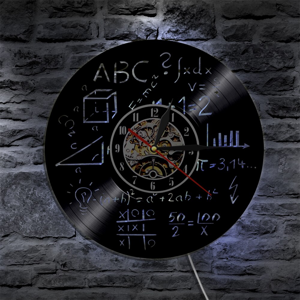 Science Art Math Equation Wall Clock Math Formula LED Wall Clock Modern School Wall Decor Math Teacher horloge mural