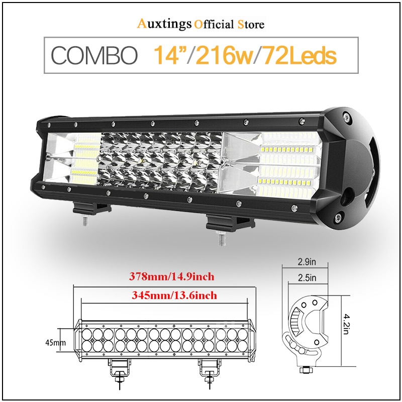 Auxtings 5 " 14 " 2 " 17 " 20 & 23 ; & #39 #39 3- riviä led-valopalkki maastoajoon led-palkki yhdistelmäkeila led-työvalopalkki kuorma-autoon, katumaasturiin, mönkijään 4 x 4 4wd 12v 24v