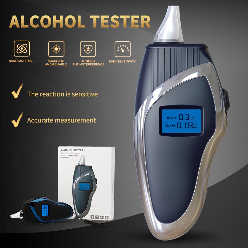 Digitale Alcohol Adem Tester Led Verlichte Digitale Display Mini Pocket Blaastest Auto Blaastest Draagbare Alcohol Meter Wijn