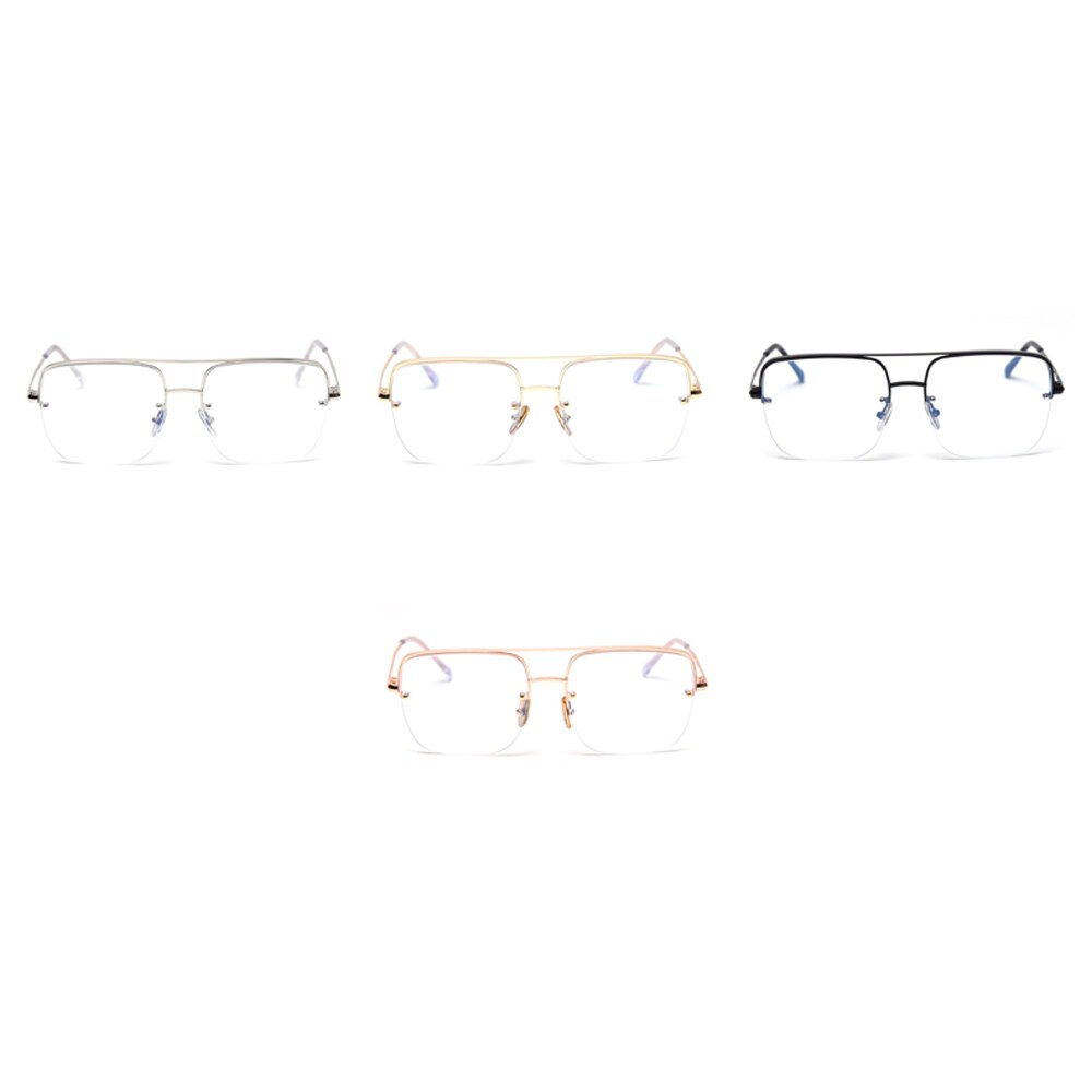 Peekaboo oversized blue light blocking glasses square gold half frame prescription glasses frames for women semi-rimless metal