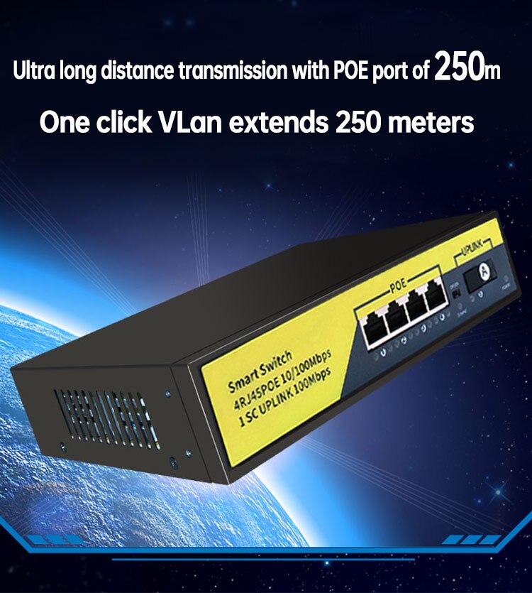 5 porte POE Switch di Rete Veloce 10/100Mbps UPLINK 4 Poe 100M Porta + 1 Porta POE switch Fast ethernet per la macchina fotografica IP/Wireless AP