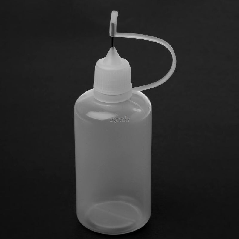 5 X50 ml Empty Plastic Squeeze Liquid Dropper Bottle With Metal Needle