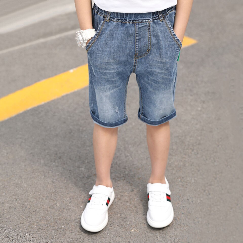 Baby drengeshorts jeans sommer afslappet tynd shorts til 4 5 6 7 8 9 10 11 12 13 14 mellemstort barn børn denim shorts drengetøj
