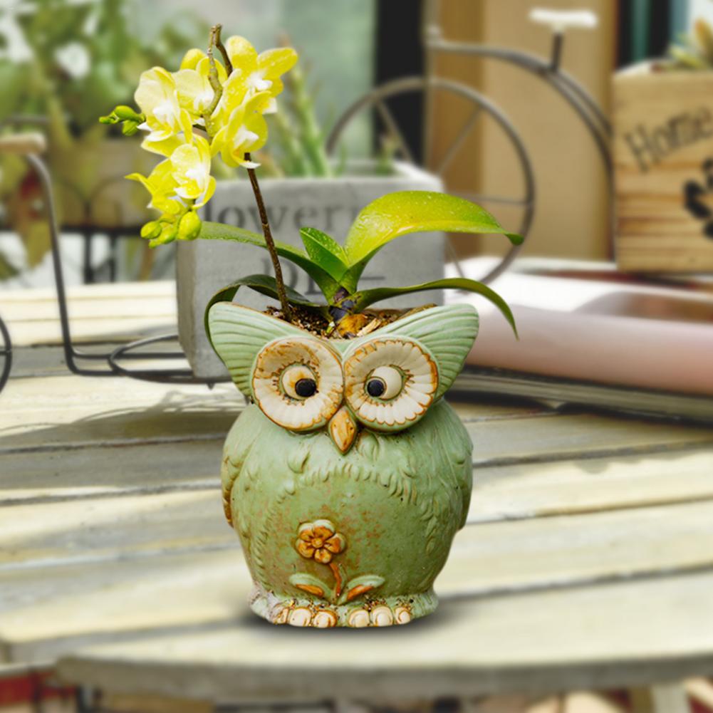 Maceta para flores con forma de Búho de cerámica, maceta para flor de cerámica, bonito, maceta suculenta, decoración del hogar, 1 Uds.