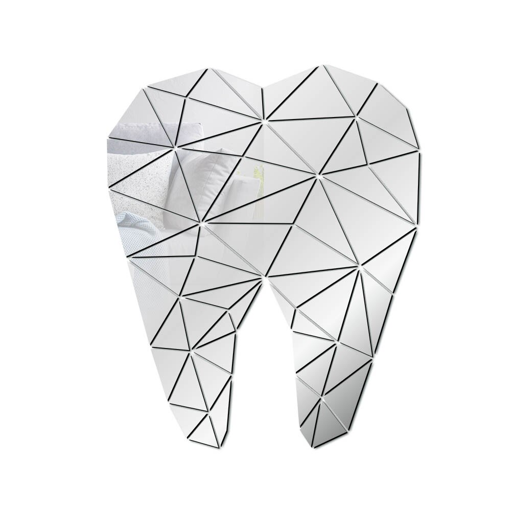 Miroir acrylique mural en forme de dent | Autocollant pour praticiens dentaires, clinique, stomatologique, orthodontie d'hôpital, salle d'art, étui: Silver / 69x86cm