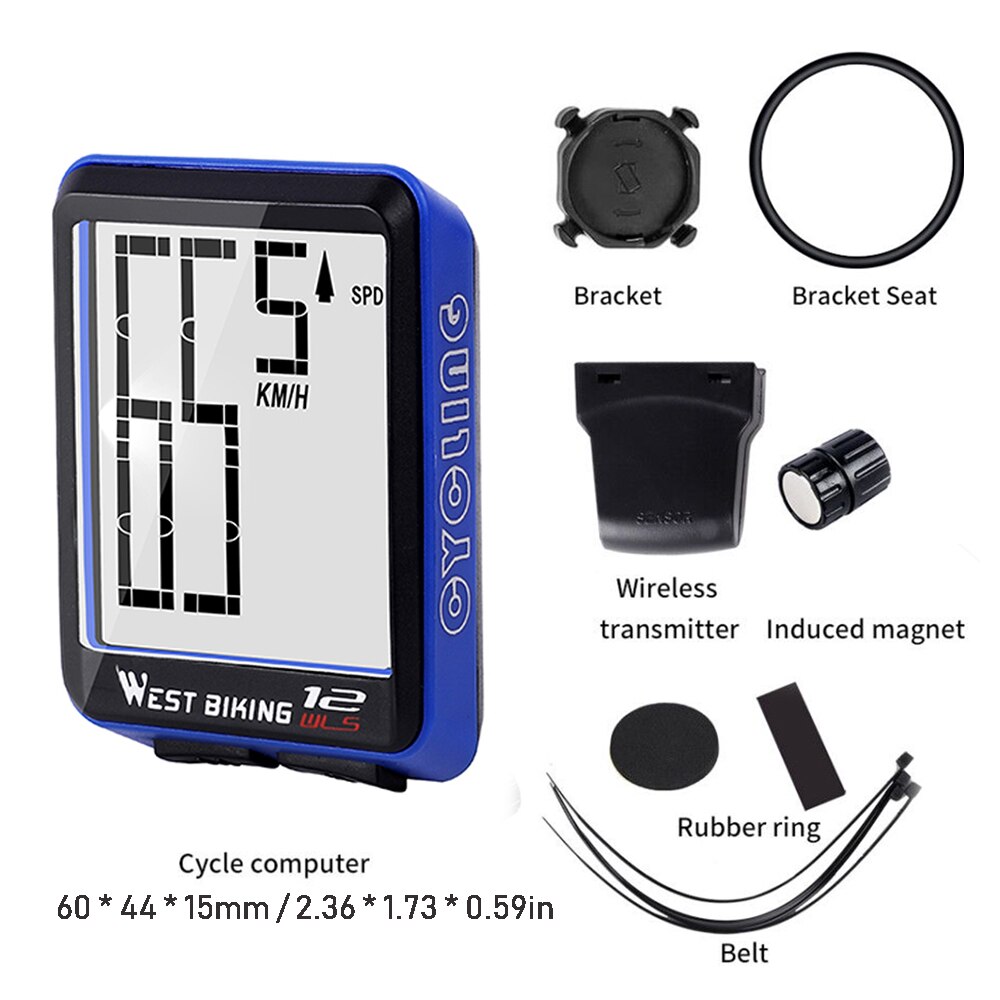 Waterproof Cycling Computer Wireless Wired MTB Bike Bicycle Speedometer Computer Stopwatch LED Digital Rate Cycling Odometer: Blue