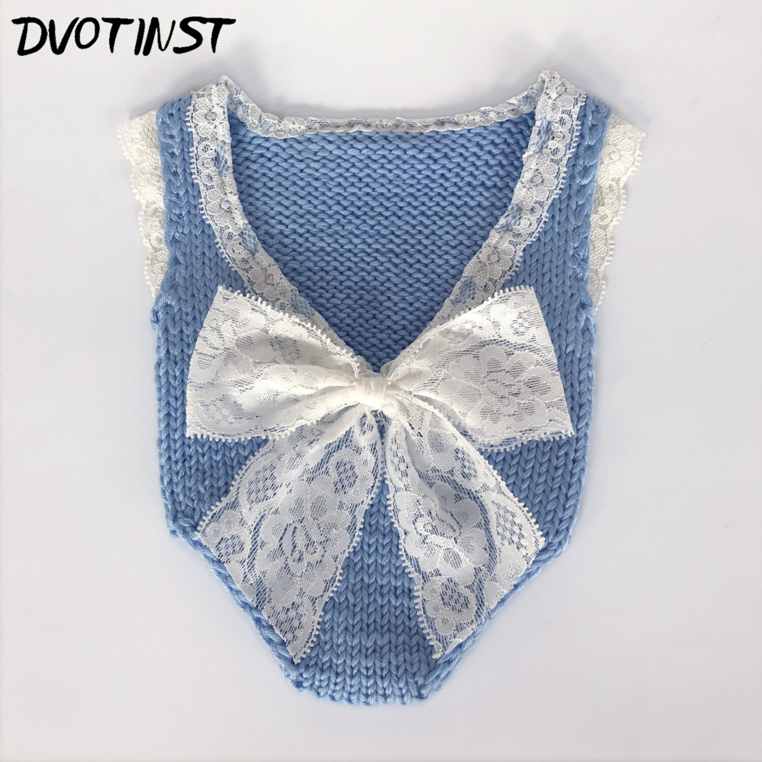 Baby Photography Props Crochet Knitted Newborn Lace Bodysuit Clothes Romper Fotografia Accessories Infantil Studio Shoot Photo: Sky Blue