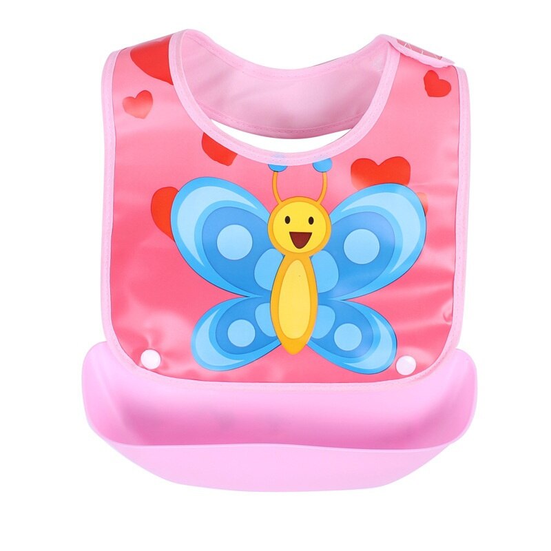 Afneembare Slabbers Waterdichte Baby Peuter Kids Schorten Bib Baby Speeksel Handdoeken Leuke Baby Cartoon Feeding Bib: Pink Butterfly