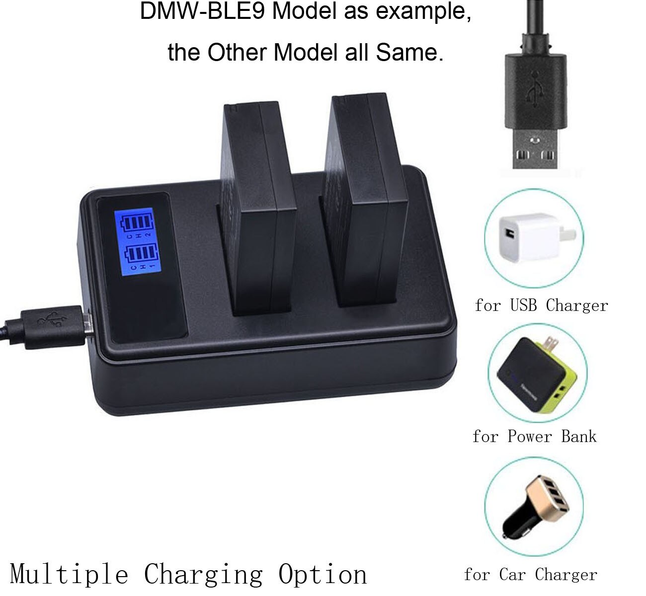 Batterie (paquet de 2) + chargeur pour Canon EOS 77D, 200D, 250D, 750D, 760D, 800D, 8000D, 9000D, EOS rebelle T6i, T7i appareil photo reflex numérique