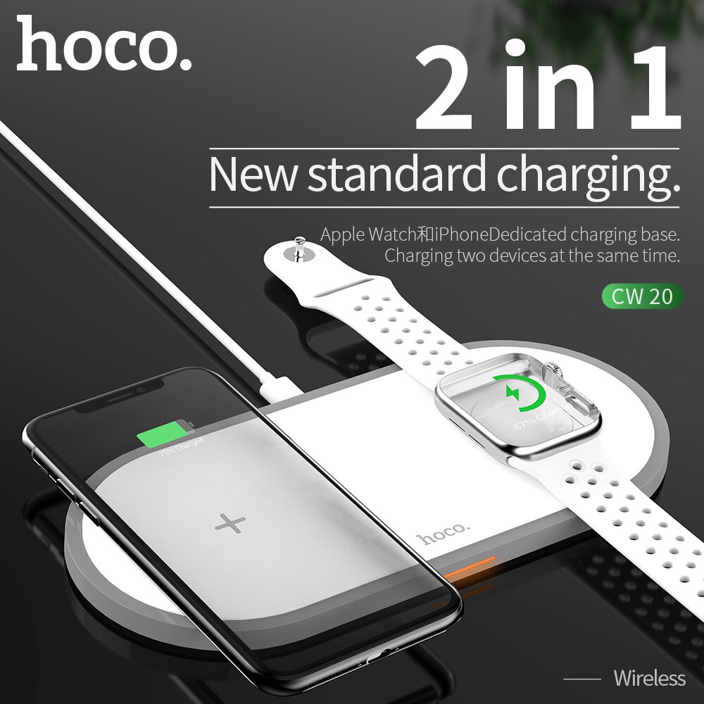 HOCO 2in1 Originele Draadloze Oplader voor Apple Horloge Lader Serie 5 4 3 2 Magnetische voor i-Horloge USB kabel Oplader voor iphone 11