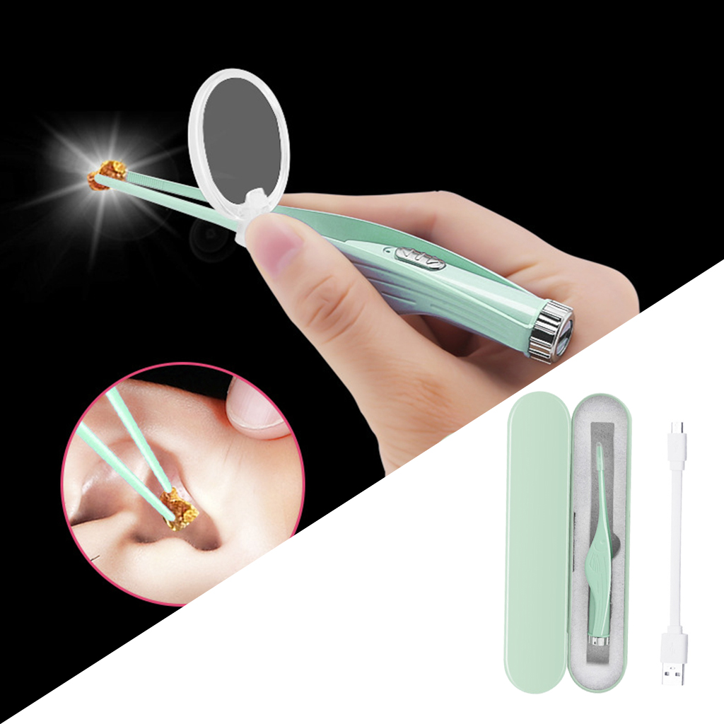 Ear Pick Cleaner Kit with LED Light, Ear Wax Removal Tool，Ear Cleansing Tools: Green 1Pc