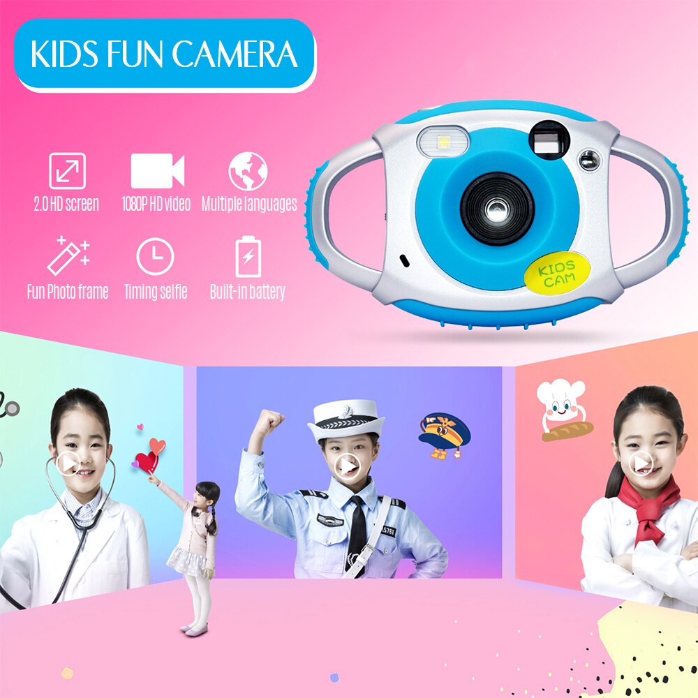 Cámara Digital para niños 8MP1080P Video pantalla IPS de 2,0 pulgadas con cordón Cable USB Festival de de cumpleaños para niños y niñas