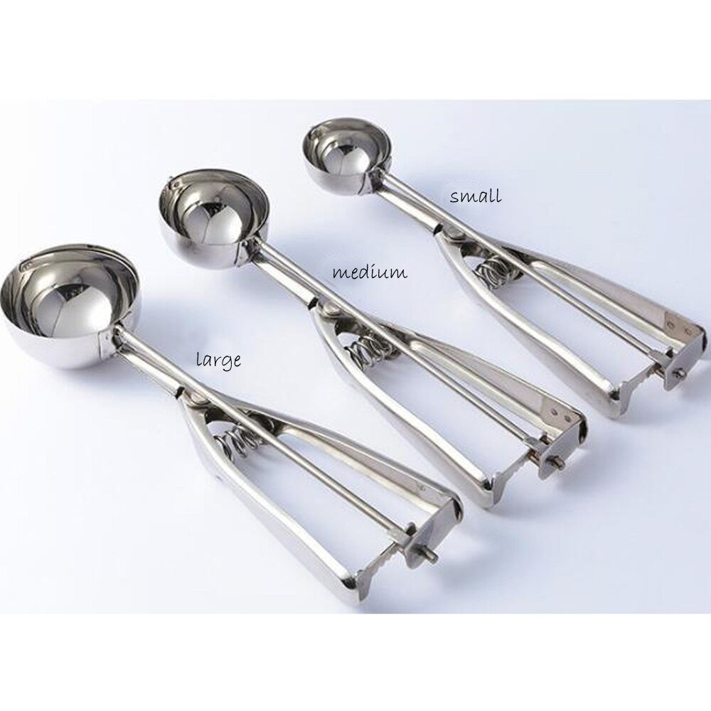 4CM 5CM 6CM Kitchen Ice Cream Mash Potato Scoop Stainless Steel Spoon Spring Handle Kitchen Accessories