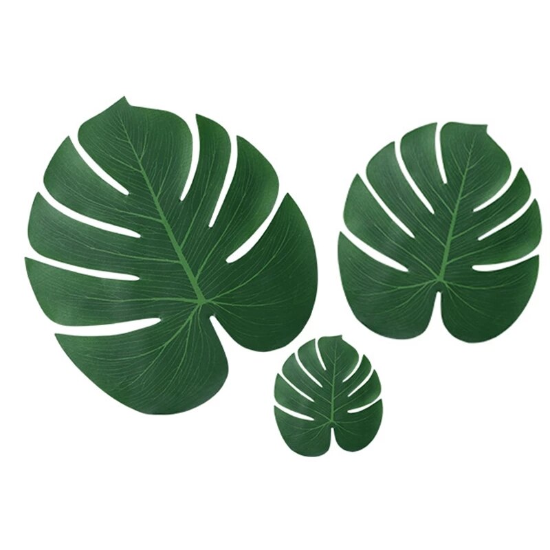 12 stk sommer tropisk fest kunstige palmeblade monstera hawaiiansk fest jungle strand tema fest dekoration hawaii boligindretning