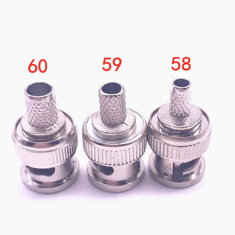 100 stücke BNC RG58 RG59 RG60 Stecker crimpen Anschlüsse für CCTV Kamera Verbinden Anpwoo BNC Kommunikation Konverter sicherheit IPC