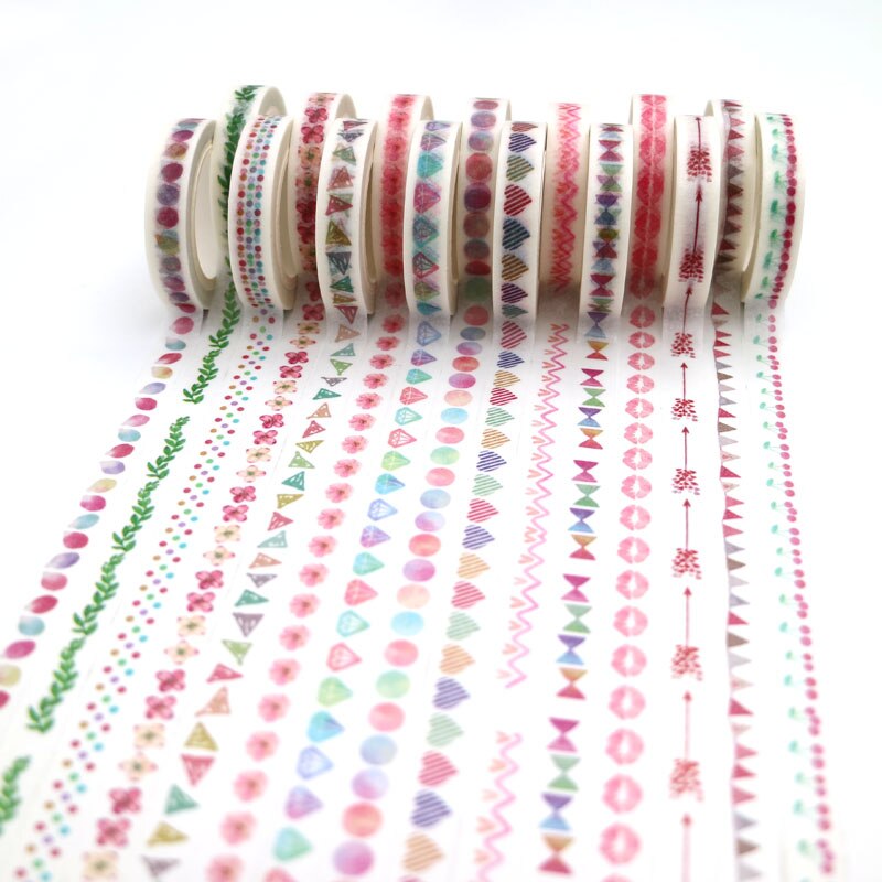 Ruban adhésif Washi Slim, 0.8CM de large, étiquette autocollante, usage quotidien, , amour, fournitures scolaires et de bureau, pour bricolage et Scrapbooking